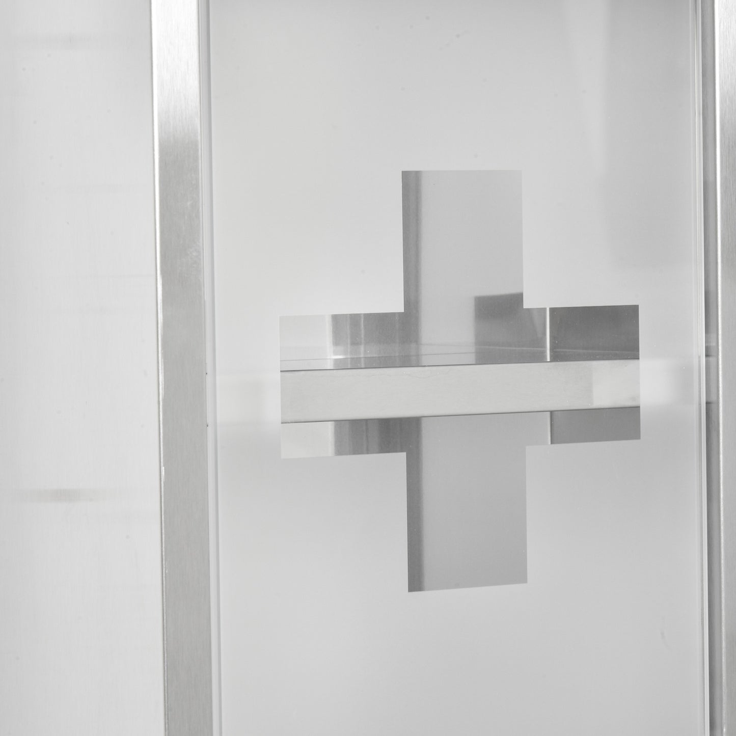 Medicine cabinet in stainless steel with frosted glass, 20x12x58 cm