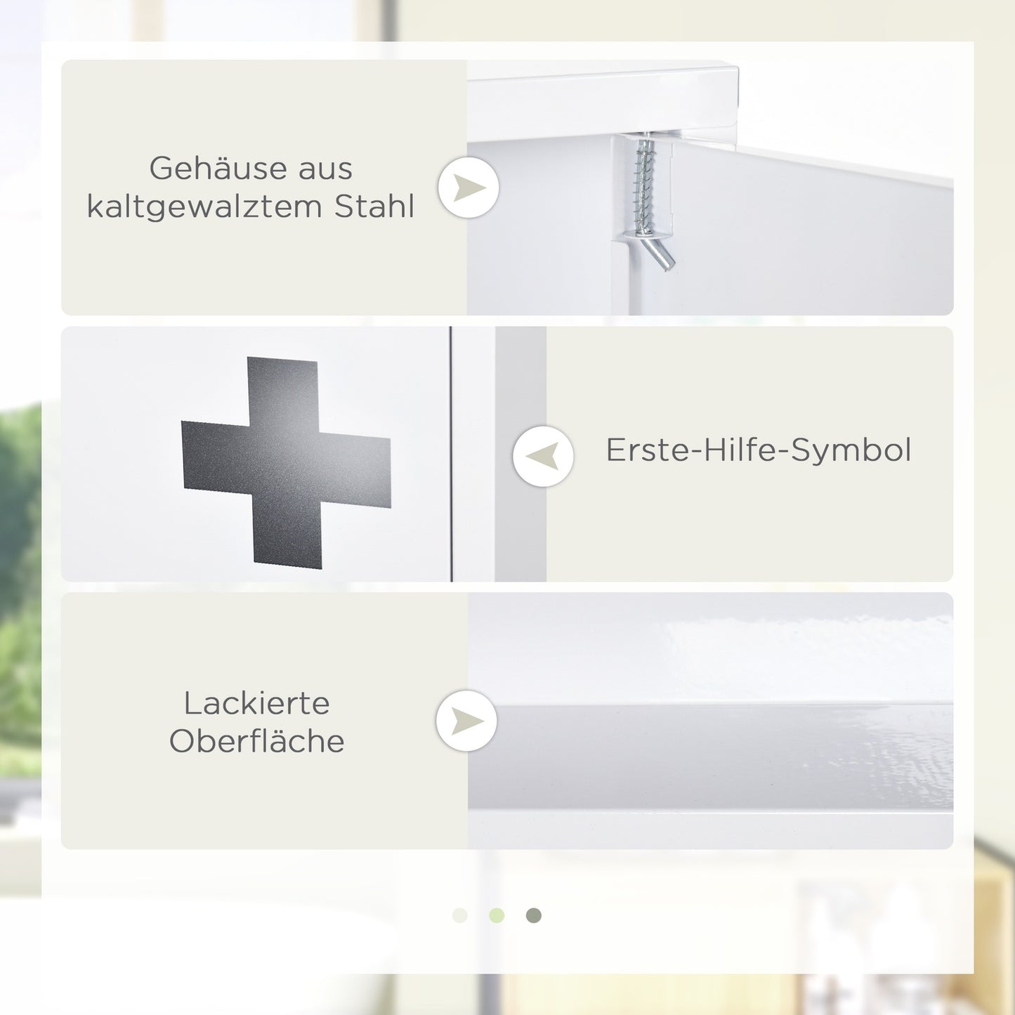 White medicine cabinet for first aid, magnetic closure, 40x15x53.5 cm