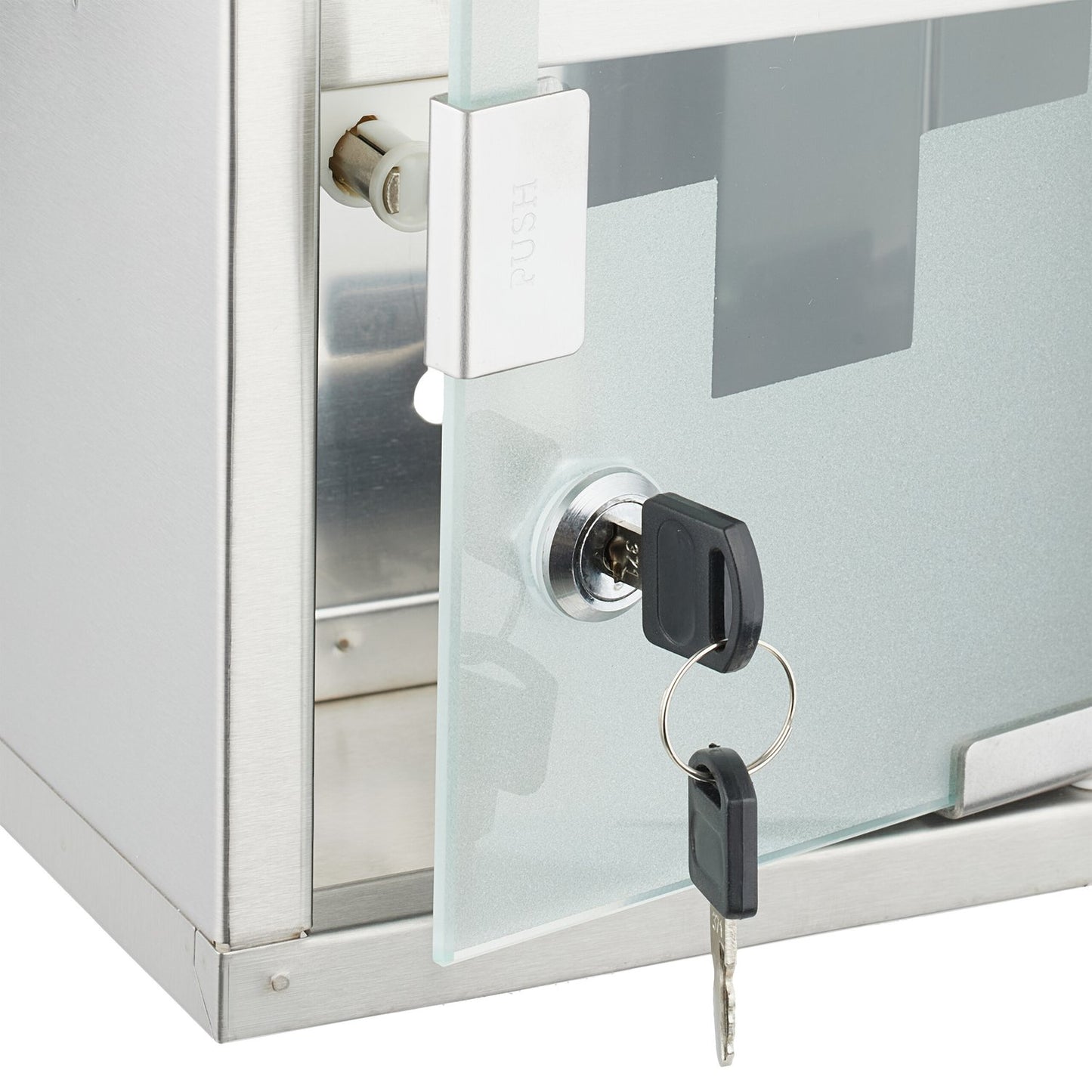 Medicine Cabinet, Frosted Glass, 2 Compartments, Lockable