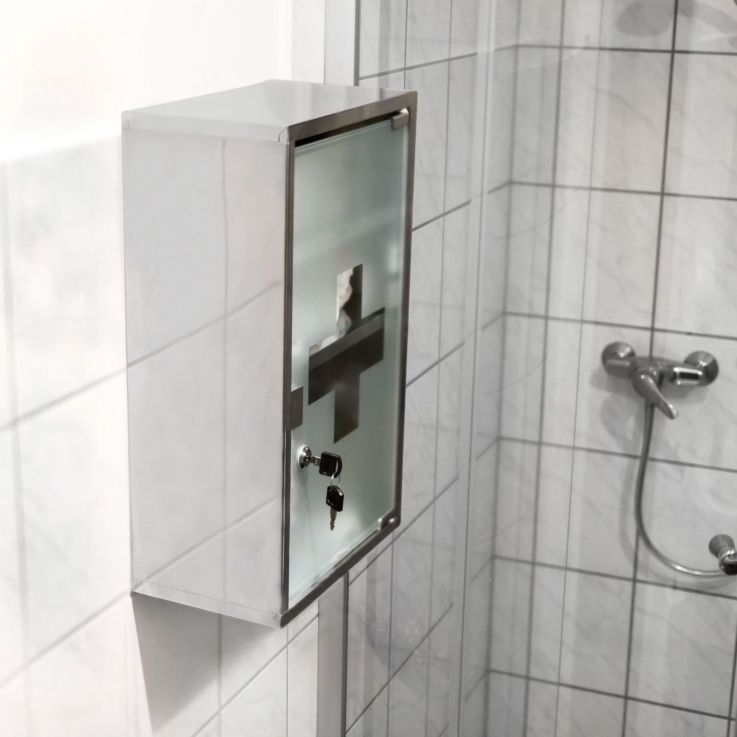 Medicine cabinet EMERGENCY stainless steel XL