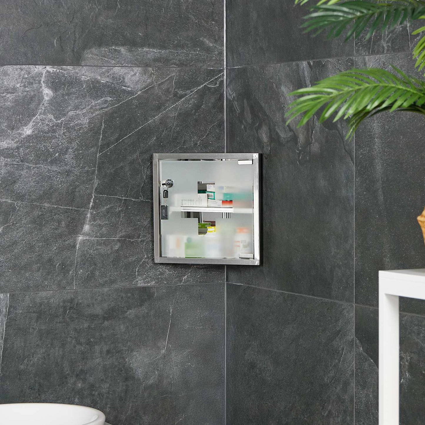 Medicine cabinet with glass door