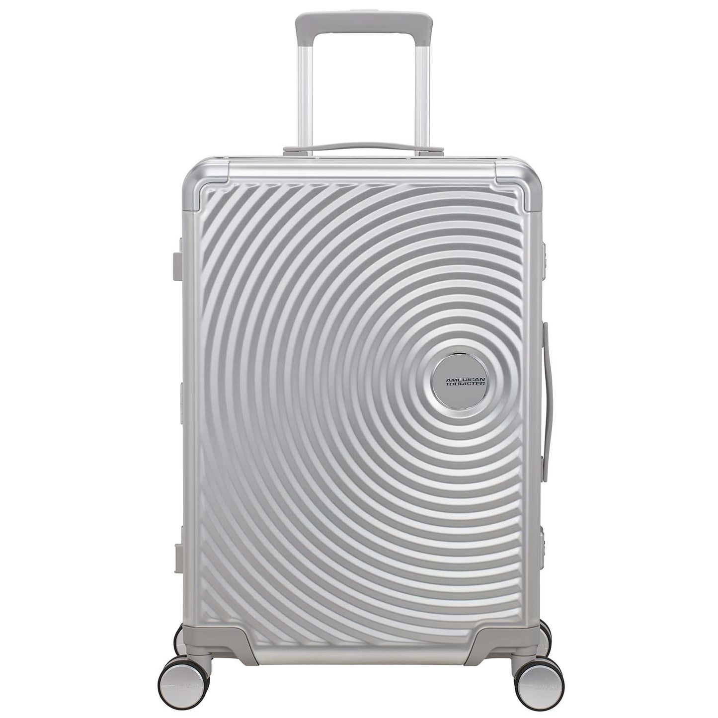 Medium Silver Aluminum Suitcase, 68 cm, 4 Wheels, TSA Lock