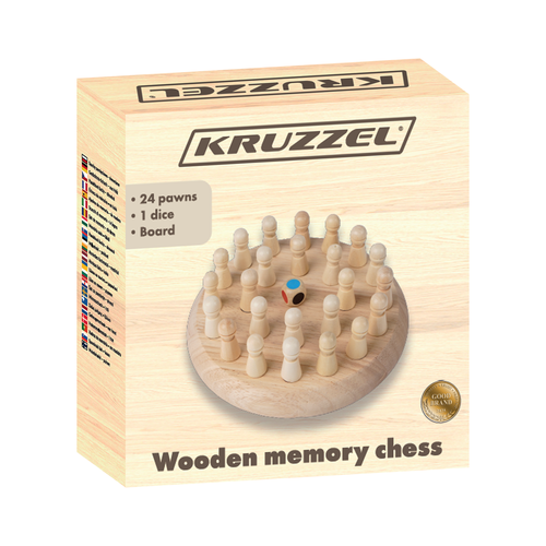 Memory Chess Game – Wooden Board, 24 Pawns