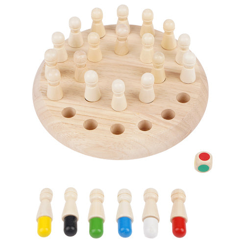 Memory Chess Game – Wooden Board, 24 Pawns