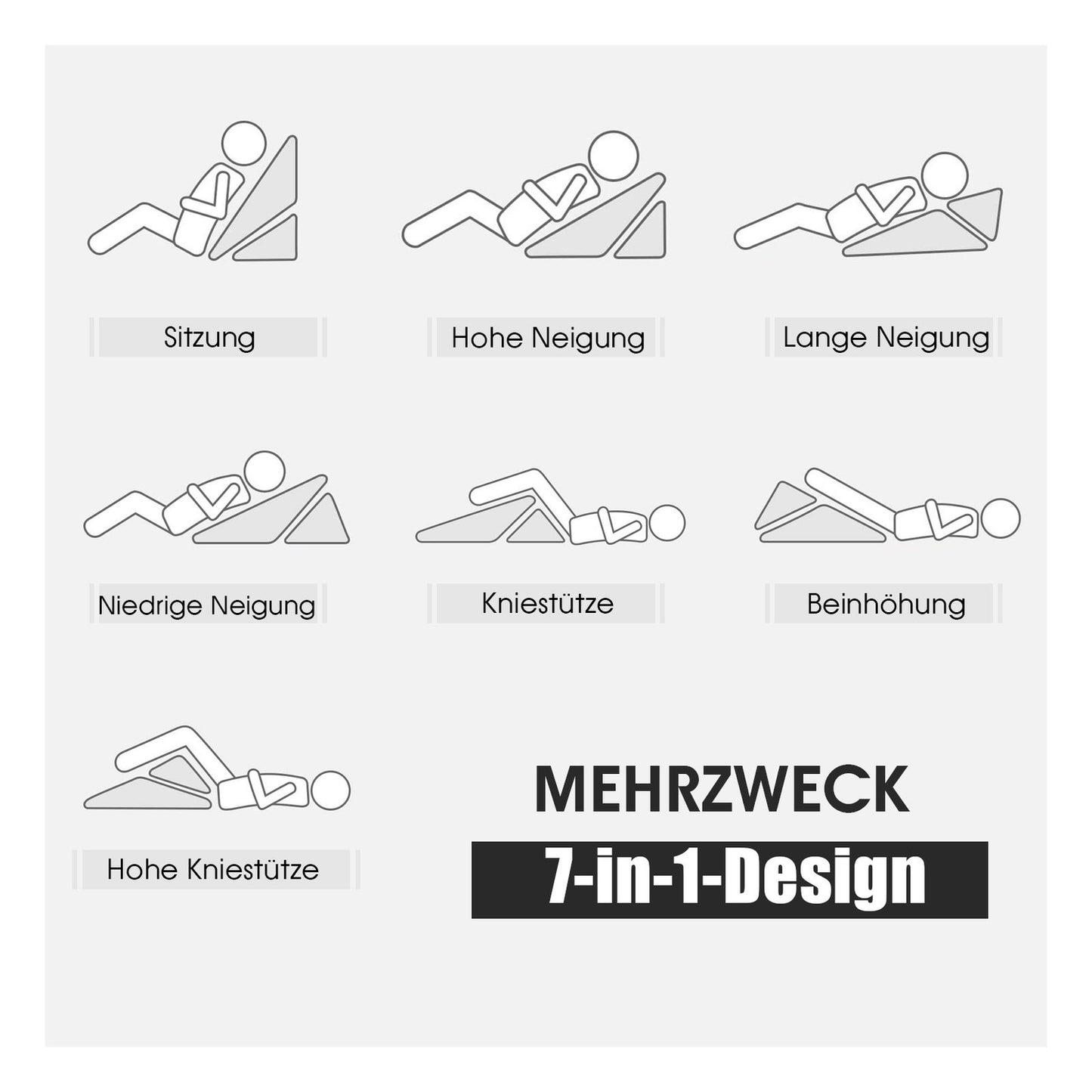 Memory Foam Wedge Pillow – 7-in-1 Ergonomic Support