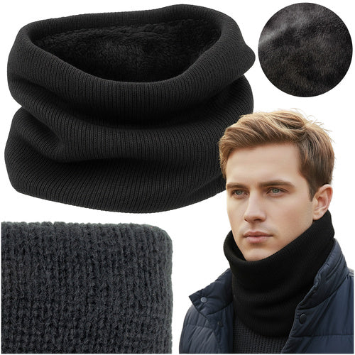 Men's Black Scarf, Universal Size, Warm Polyester