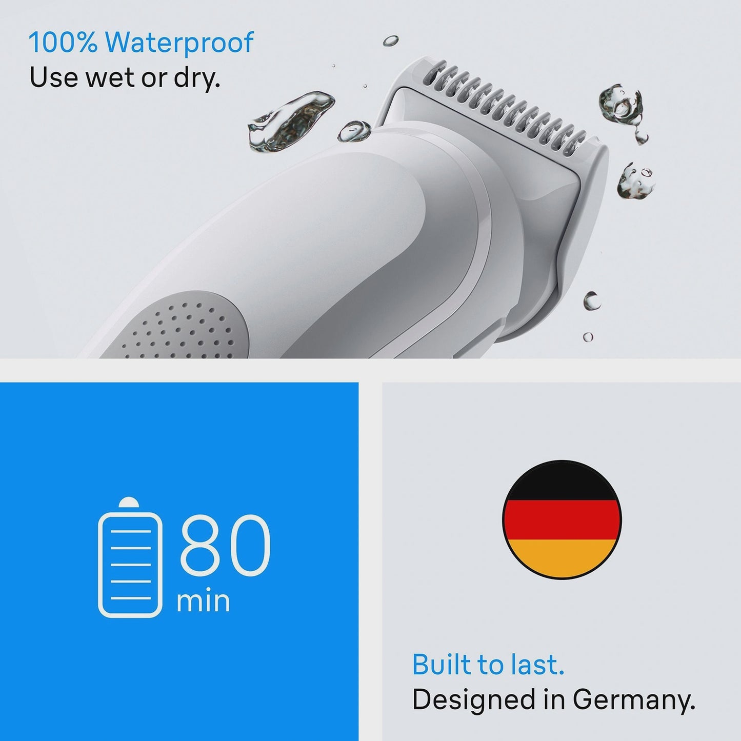 Men's Body Groomer with SkinGuard, Waterproof, 80-Minute Battery