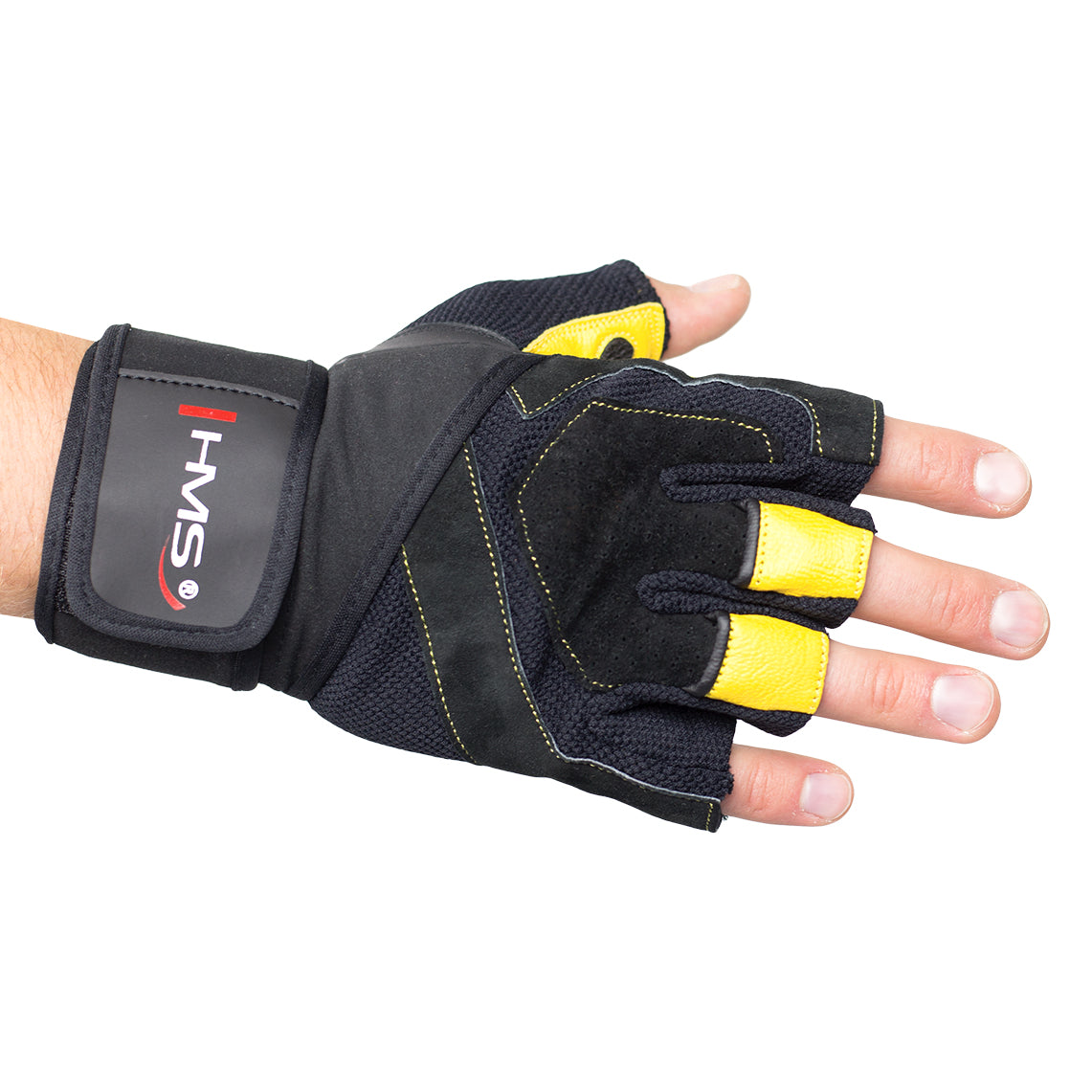 Men's Fitness Gloves, Black-Yellow, Size L