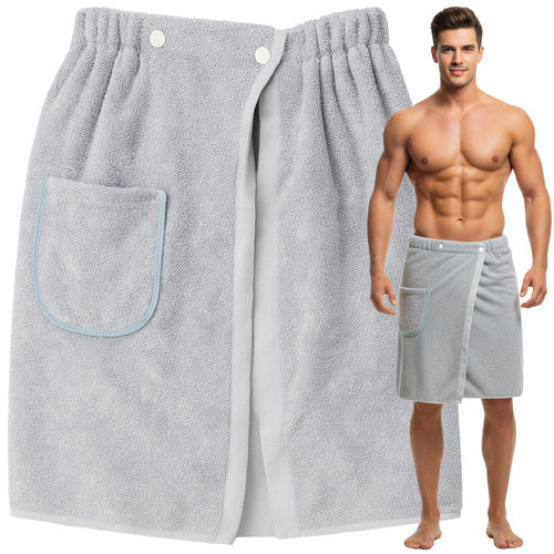 Men's Sauna Towel Kilt, Quick-Dry Cotton with Pocket