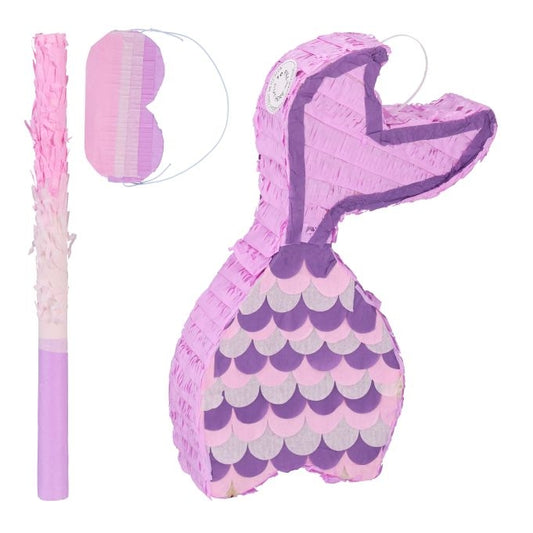 Mermaid pinata with lollipop and mask