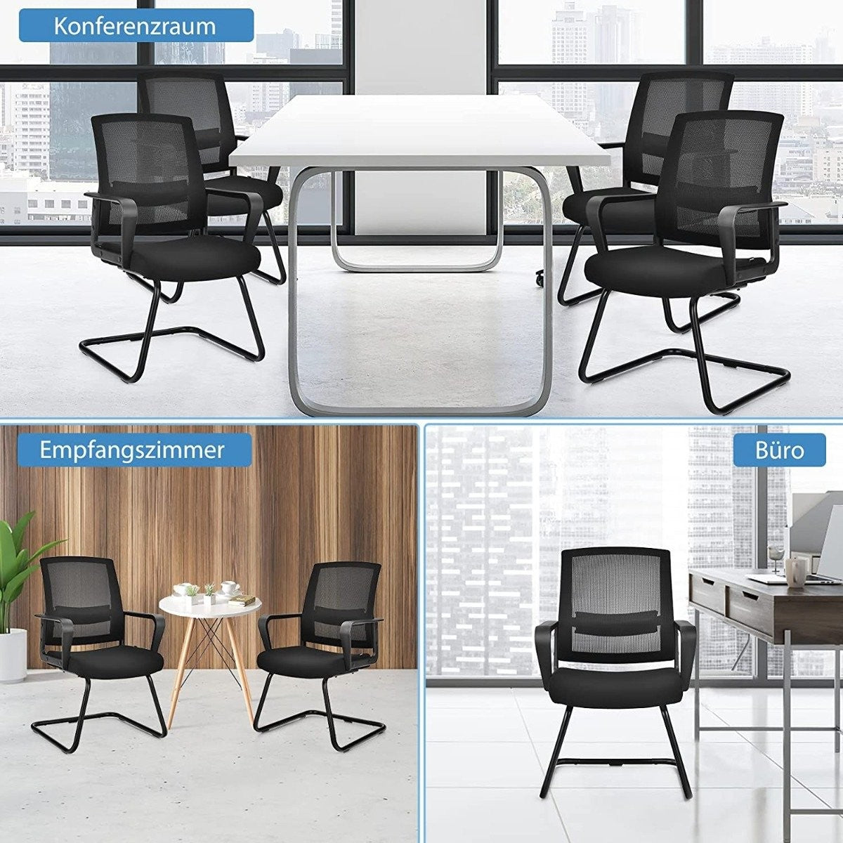 Mesh office chair with backrest can hold up to 136kg 60 x 54.5 x 94 cm black