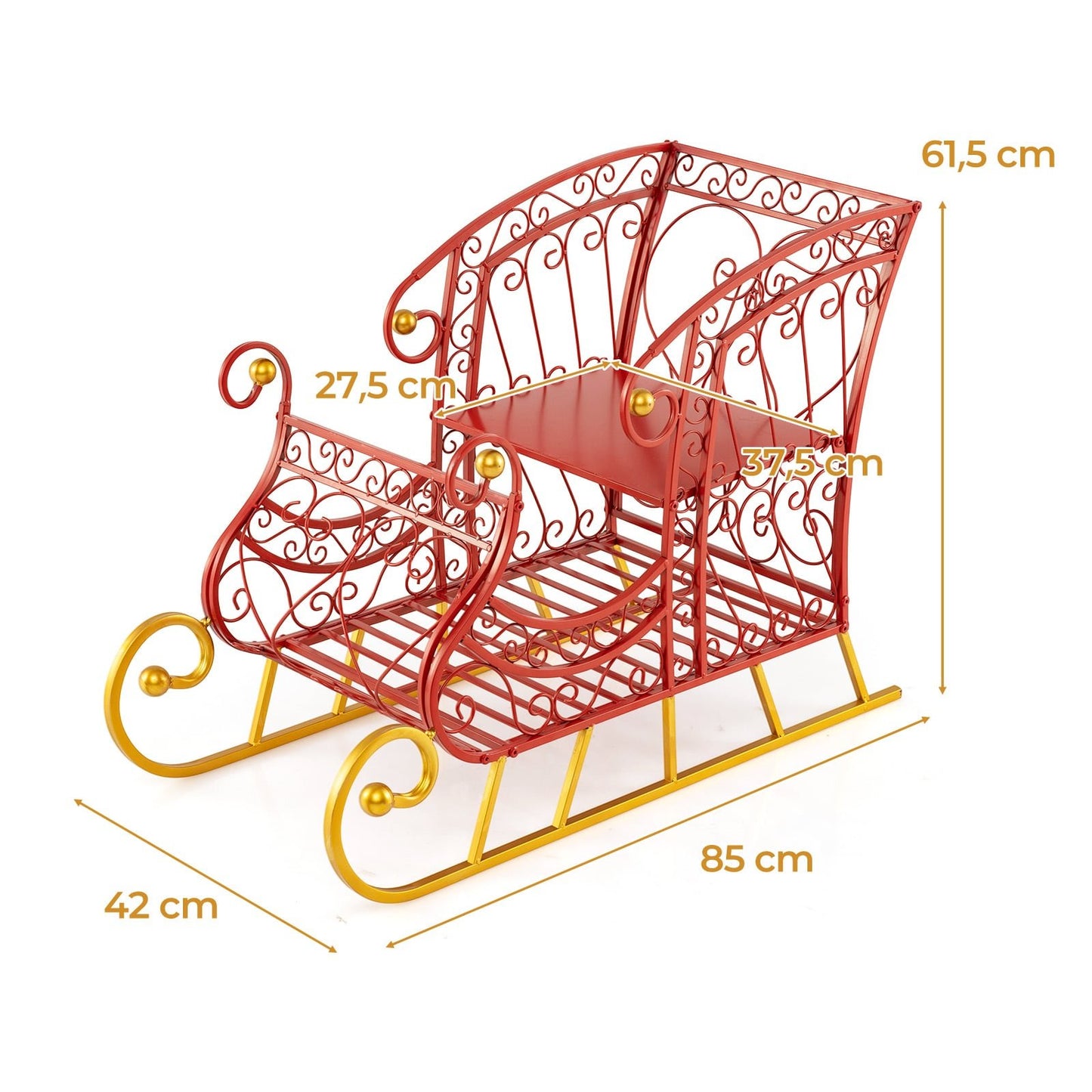 Metal Christmas Sleigh Basket, 2-Tier Gift Storage