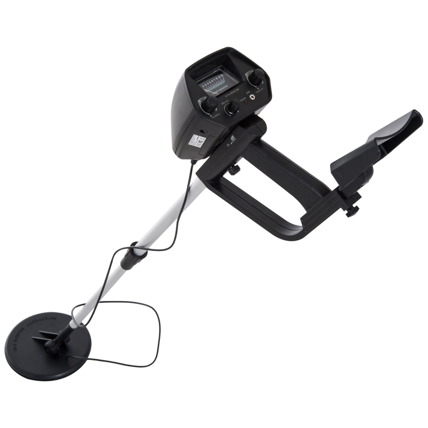 Waterproof metal detector with 16.5 cm coil, adjustable length