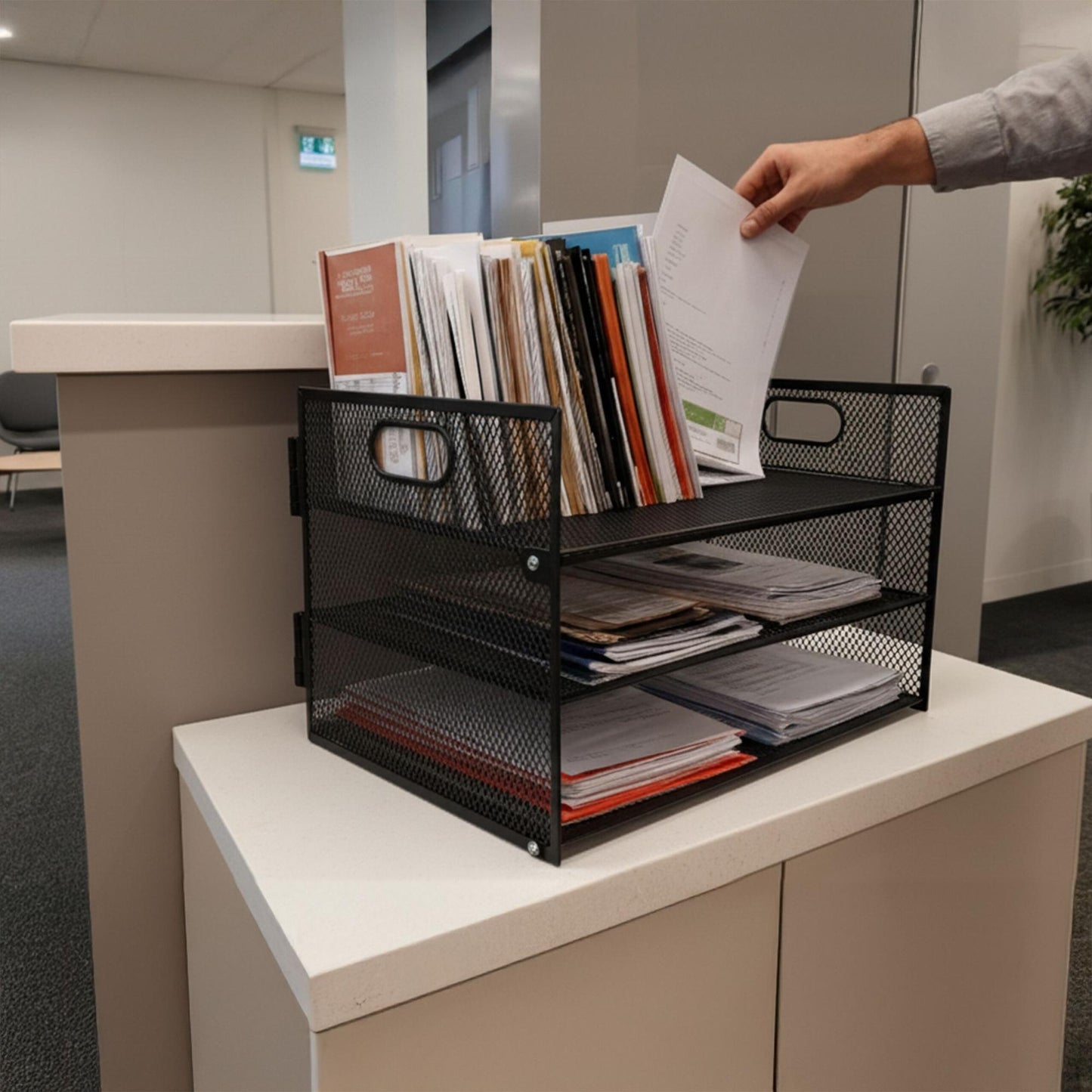 Metal Document Organizer, 3 Sections, Stackable