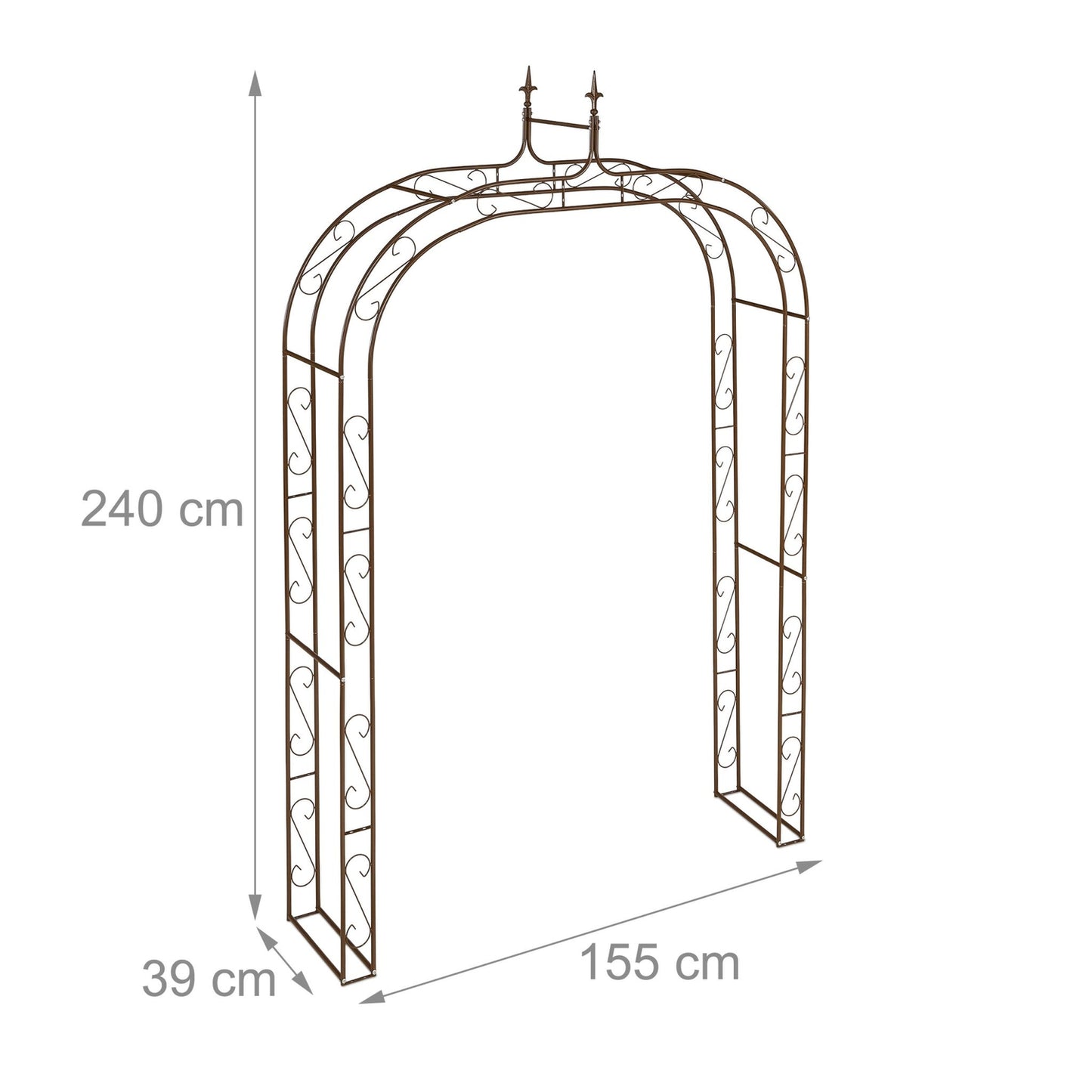Metal Garden Arbour – Large Plant Arch with Finials