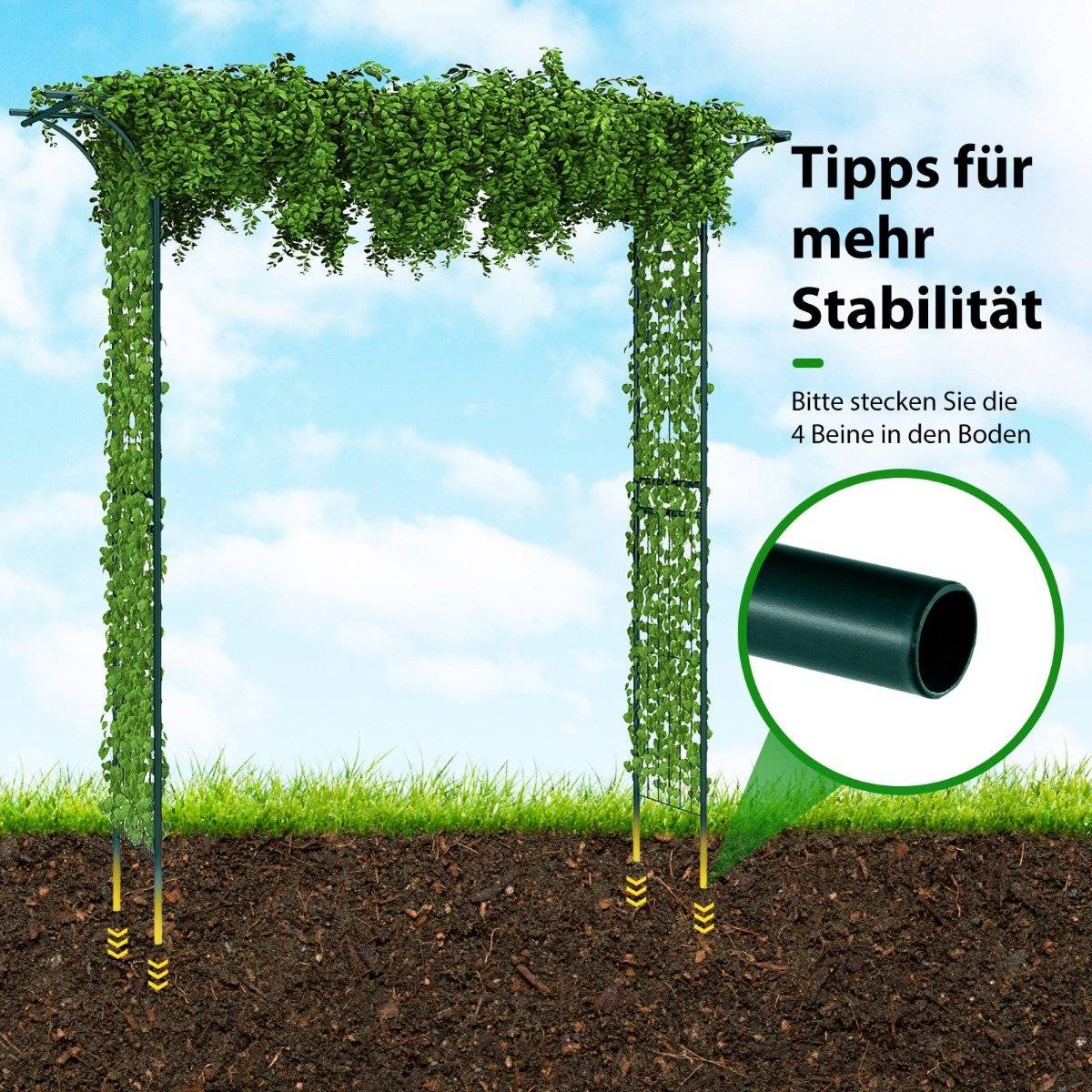 Metal Garden Arch for Climbing Plants, 205x52x205 cm, Green