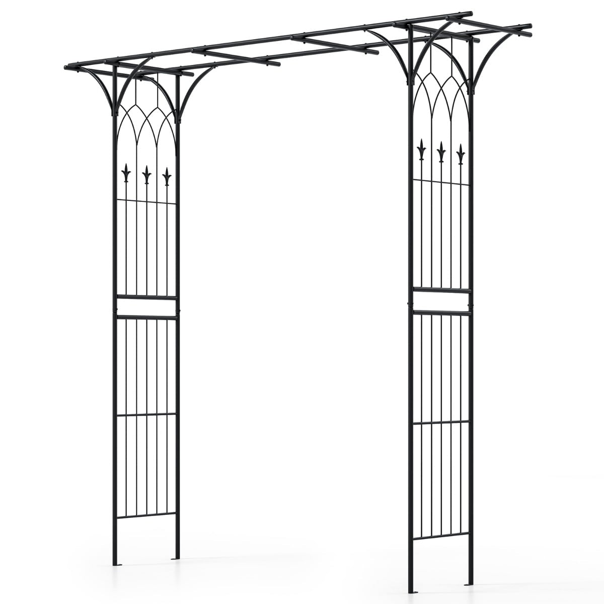 Metal Garden Arch for Climbing Plants, Black, Weatherproof