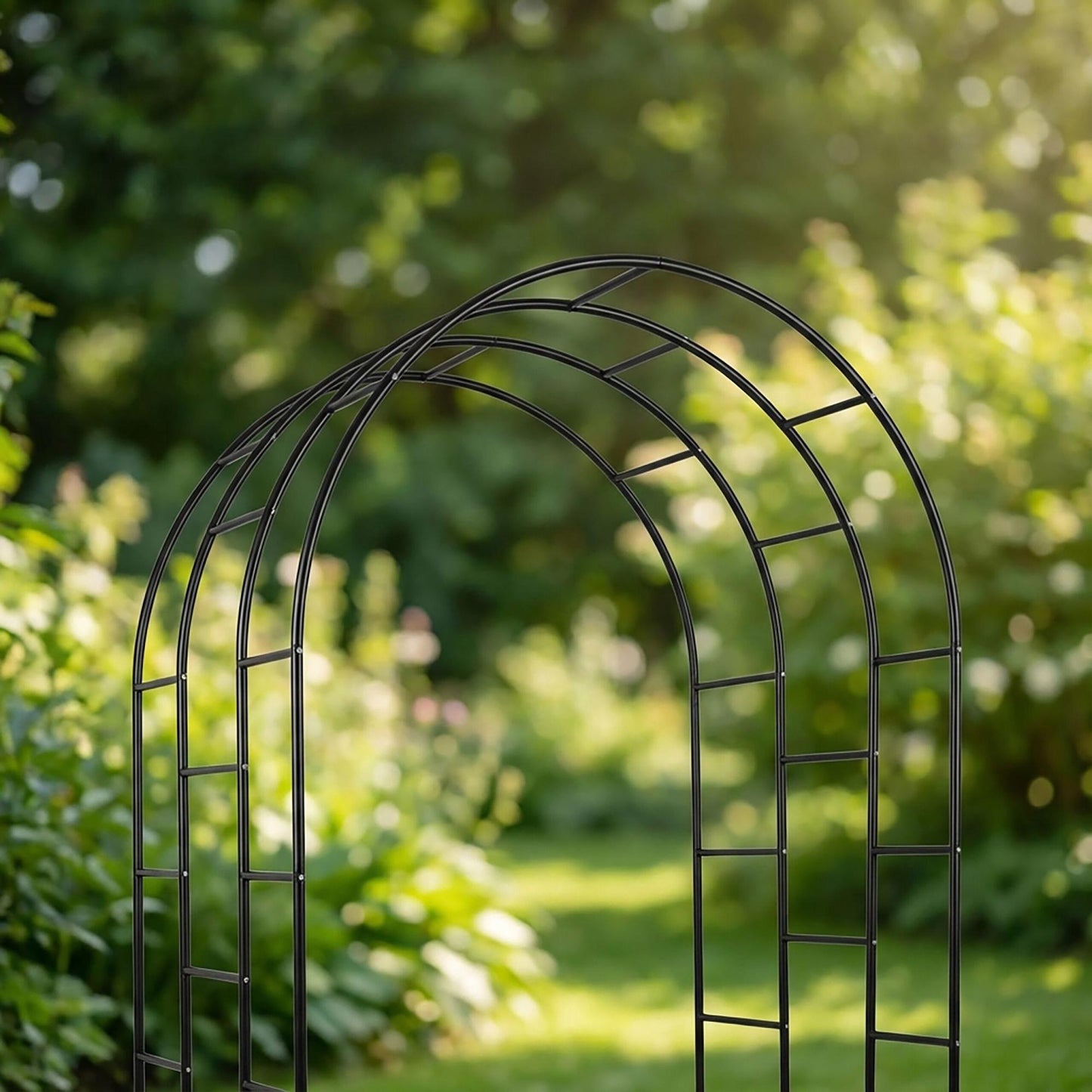 Metal Garden Arch for Climbing Plants, Triple-Arch Design