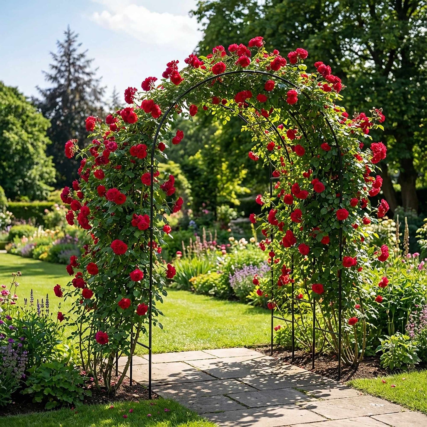 Metal Garden Arch for Climbing Plants, Triple-Arch Design