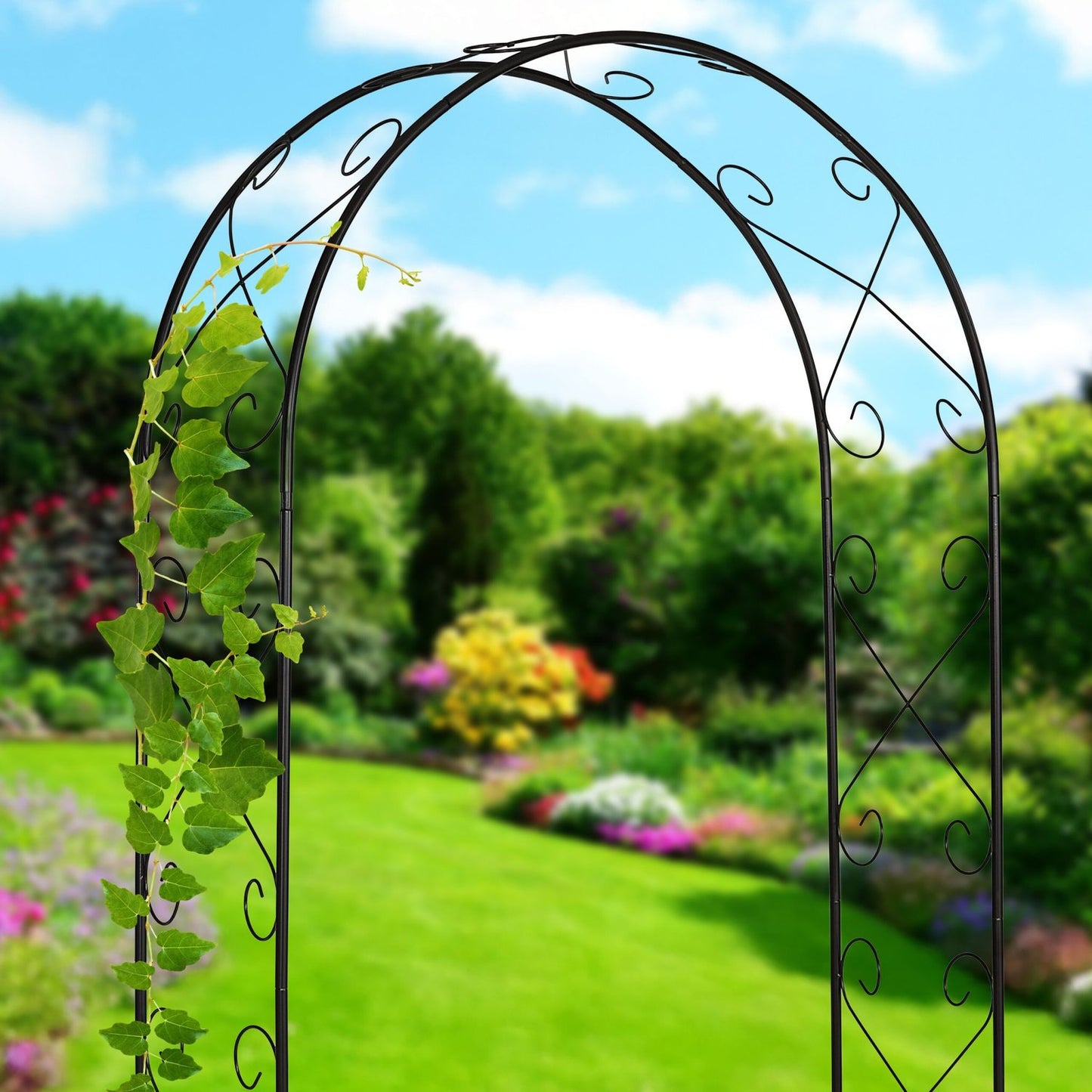 Metal Garden Archway for Climbing Plants – Black