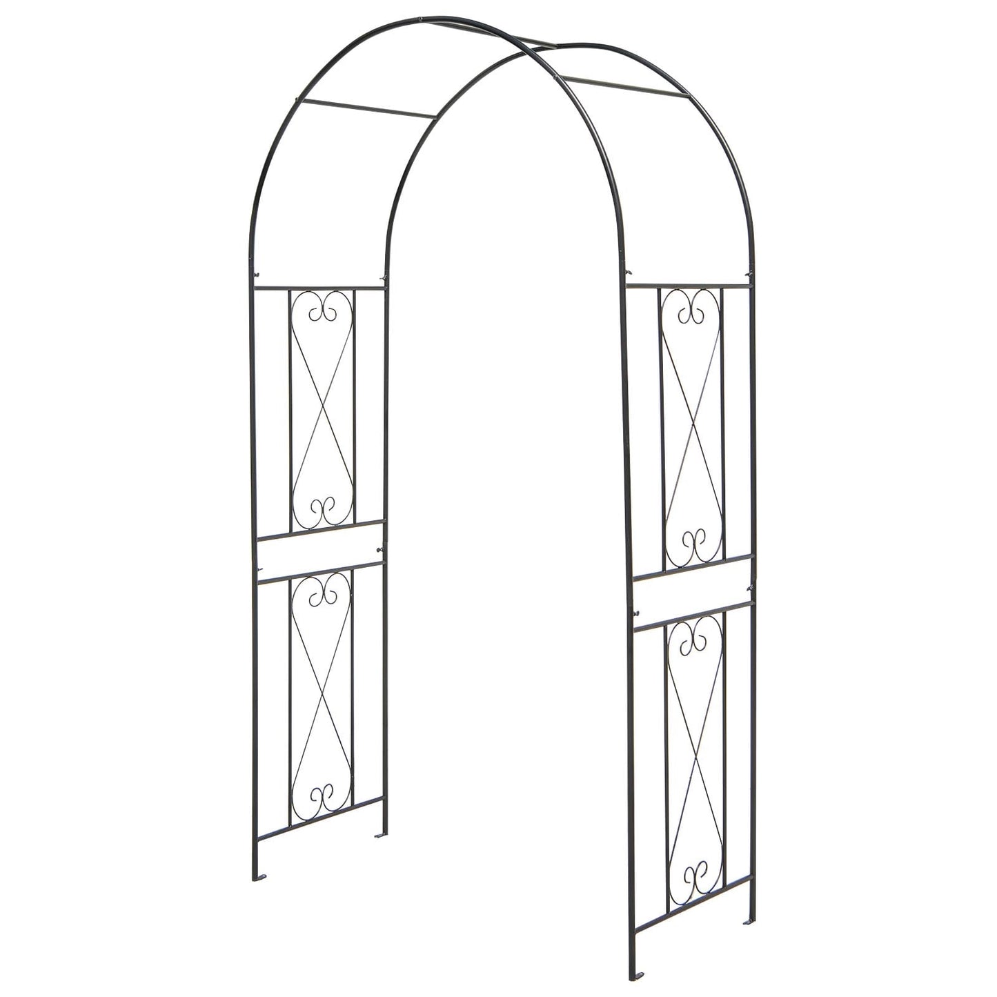 Metal Garden Arch with Stakes for Climbing Plants, Black