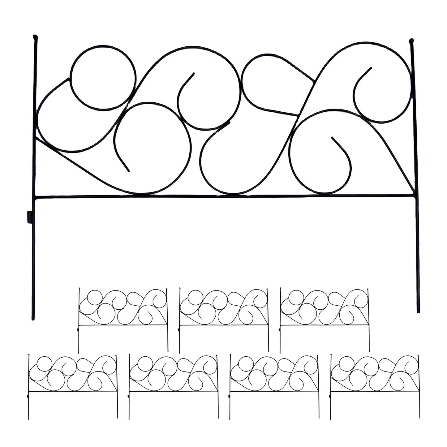 Metal Garden Edging, 8-Piece Art Nouveau Design
