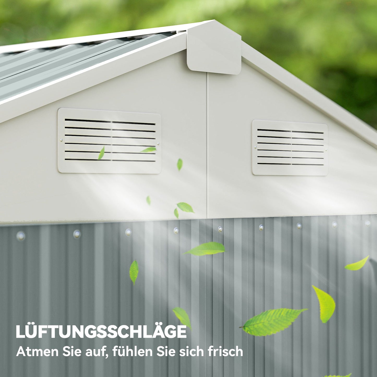 Metal Garden Shed, Galvanized Steel, Ventilated Roof