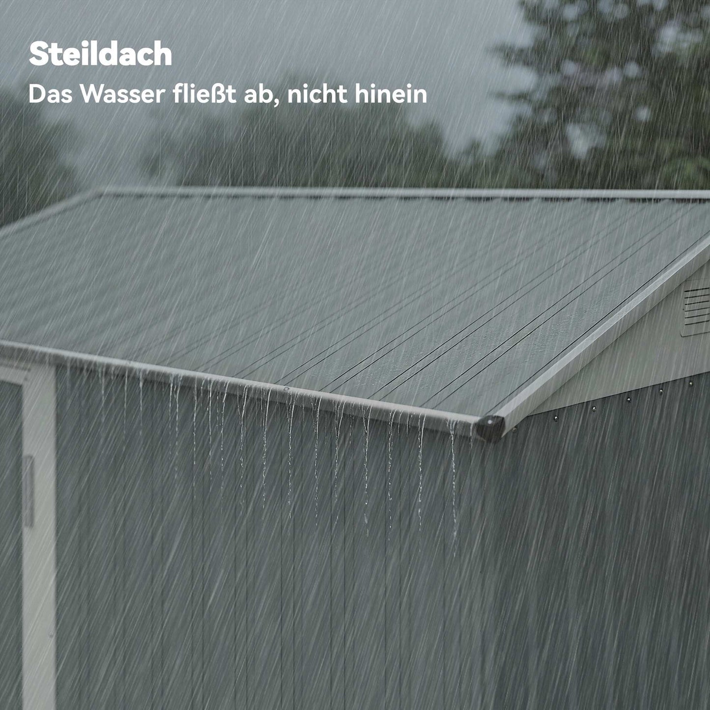 Metal Garden Shed, Galvanized Steel, Ventilated Roof