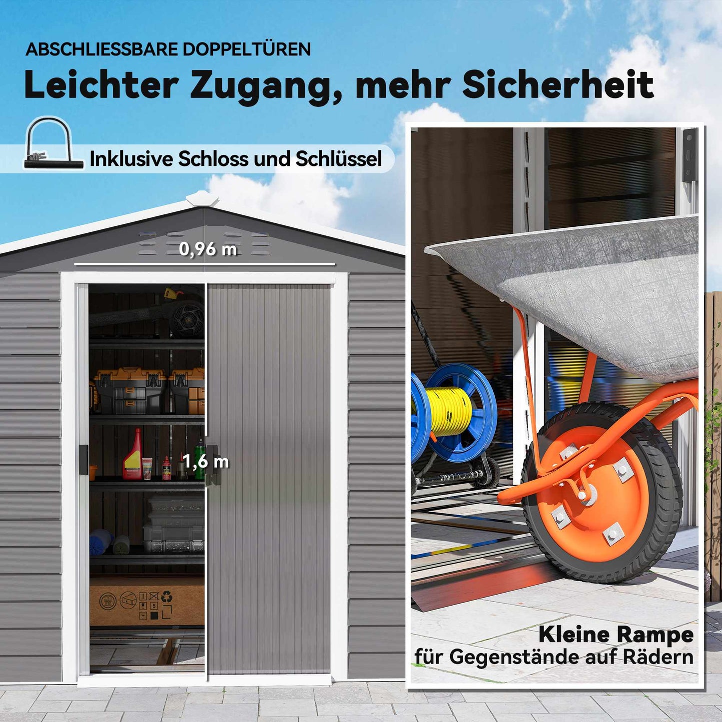 Metal Garden Shed, Weatherproof & Lockable, 240x206x198 cm