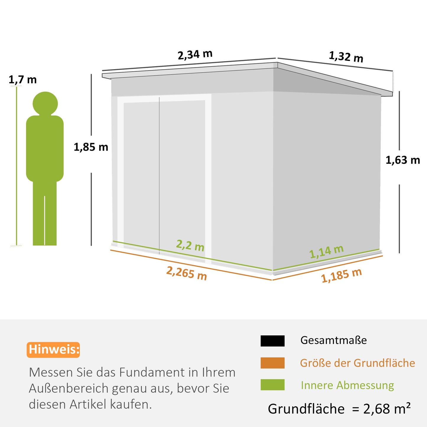 Metal Garden Shed with Double Doors, Lockable, Steel