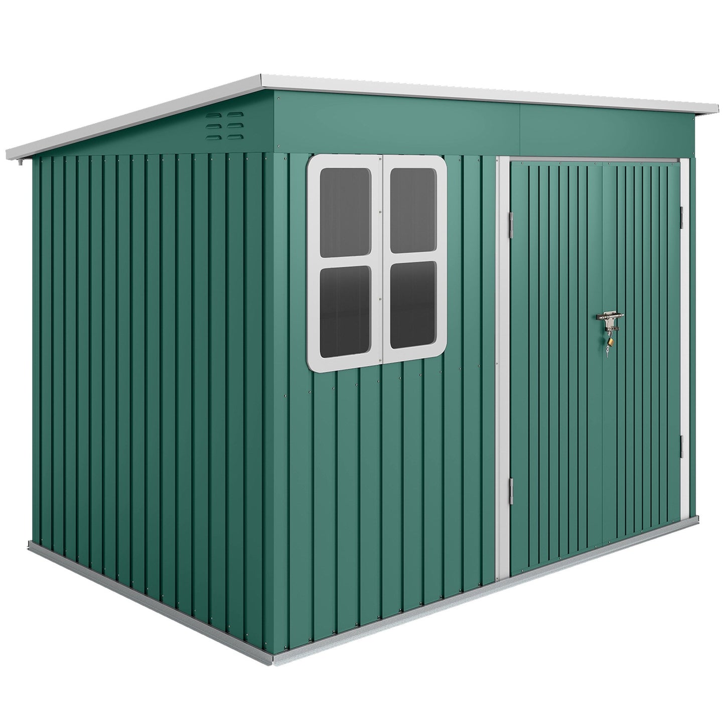 Metal Garden Storage Shed, Window, Wide Door, 260x177x190 cm