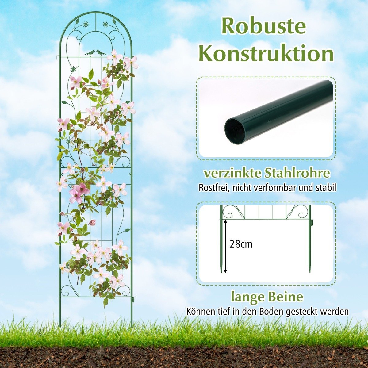 Metal Garden Trellis Set – 220cm, Rust-Resistant, 2-Pack