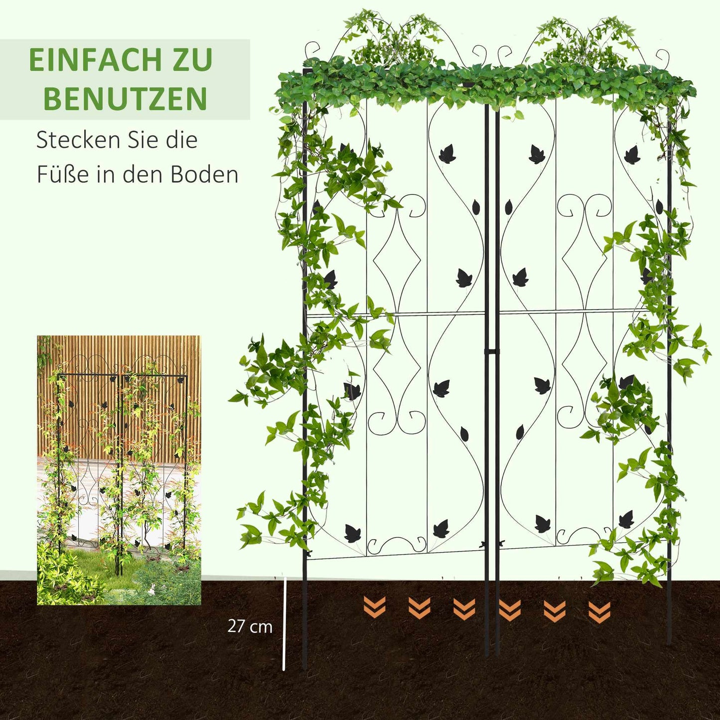 Metal Garden Trellis Set, 2-Pack, Rust-Resistant Steel