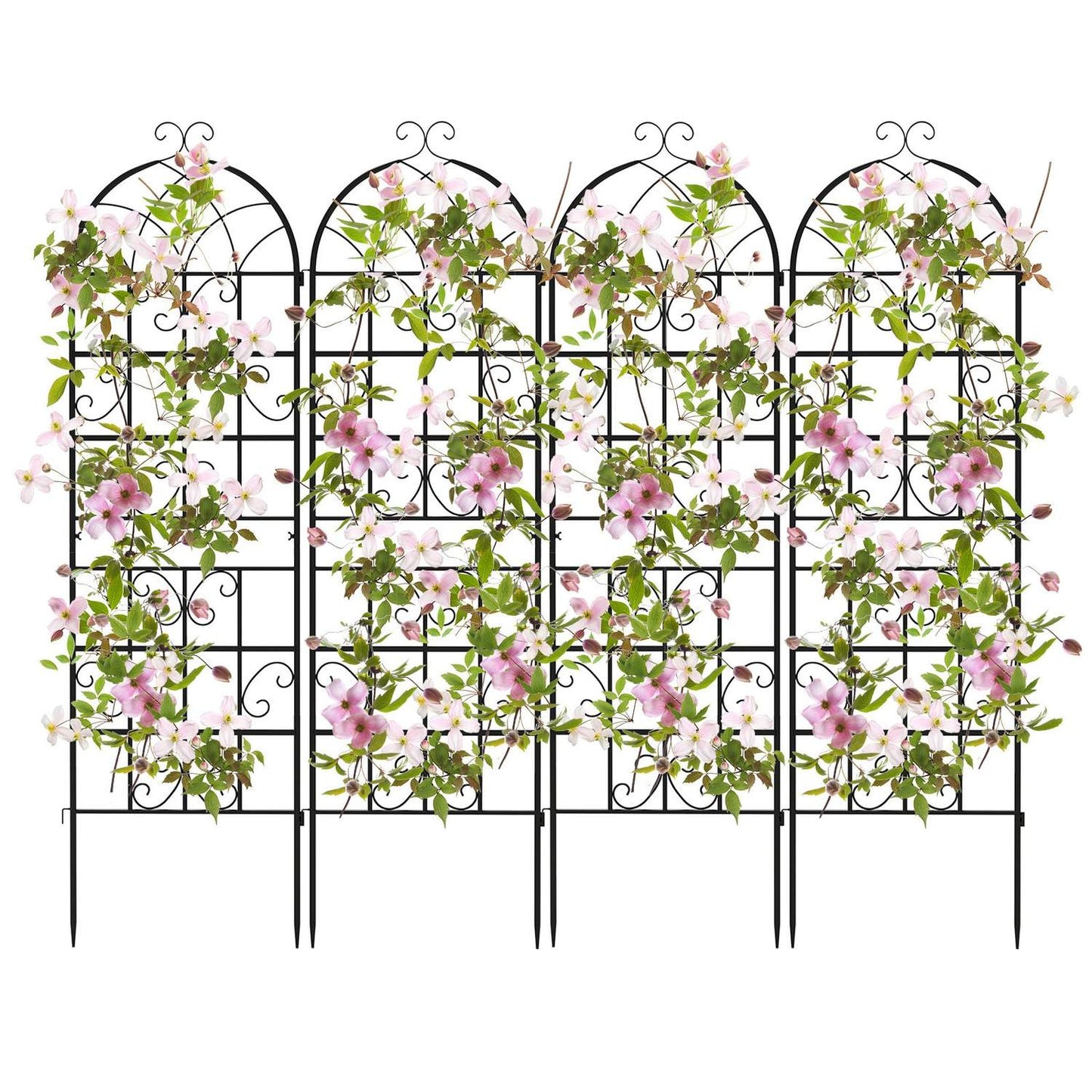 Metal Garden Trellis Set, 4-Pack, 180x50 cm, Black
