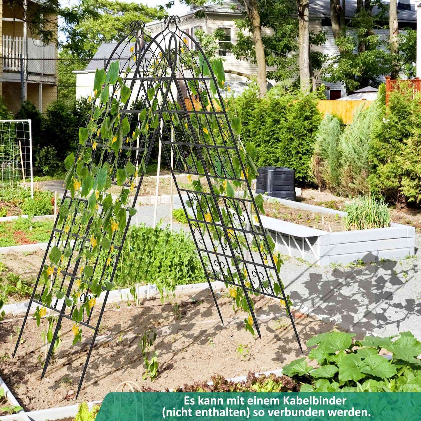 Metal Garden Trellis Set, 4-Pack, 180x50 cm, Black