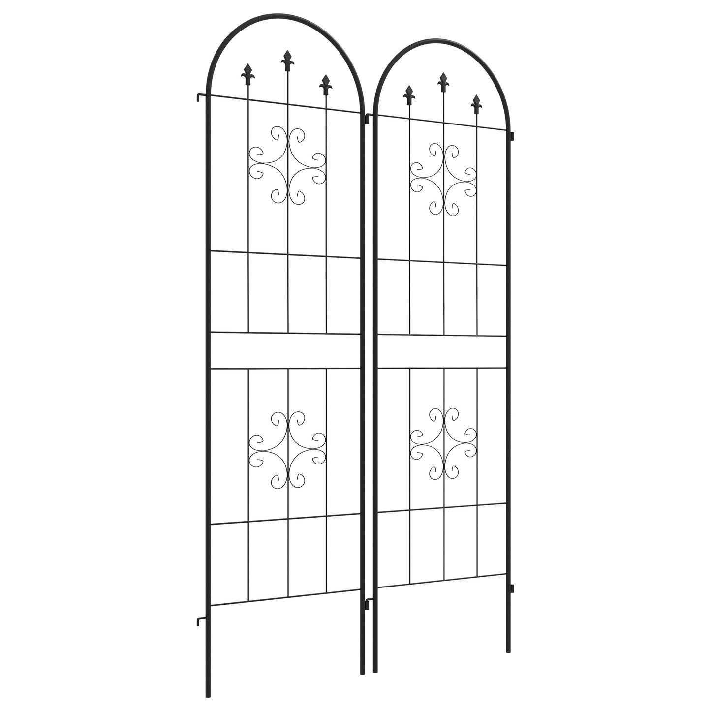 Metal Garden Trellis Set, Black, 50x180 cm, 2-Pack