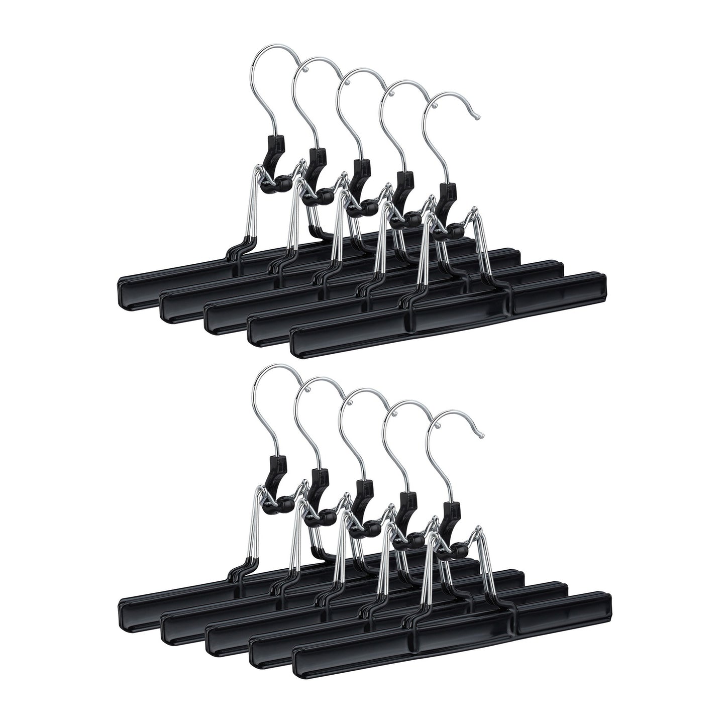 Metal Pants Hangers, Black PVC-Coated Clamp Holders