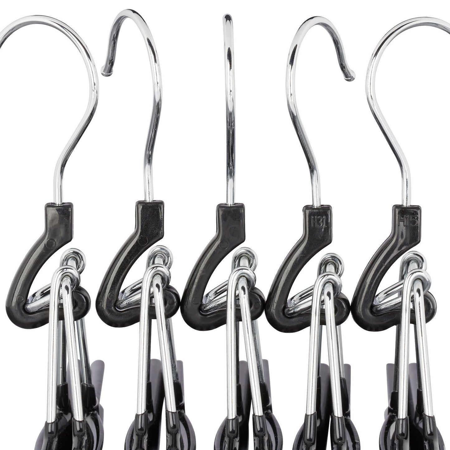Metal Pants Hangers, Black PVC-Coated Clamp Holders