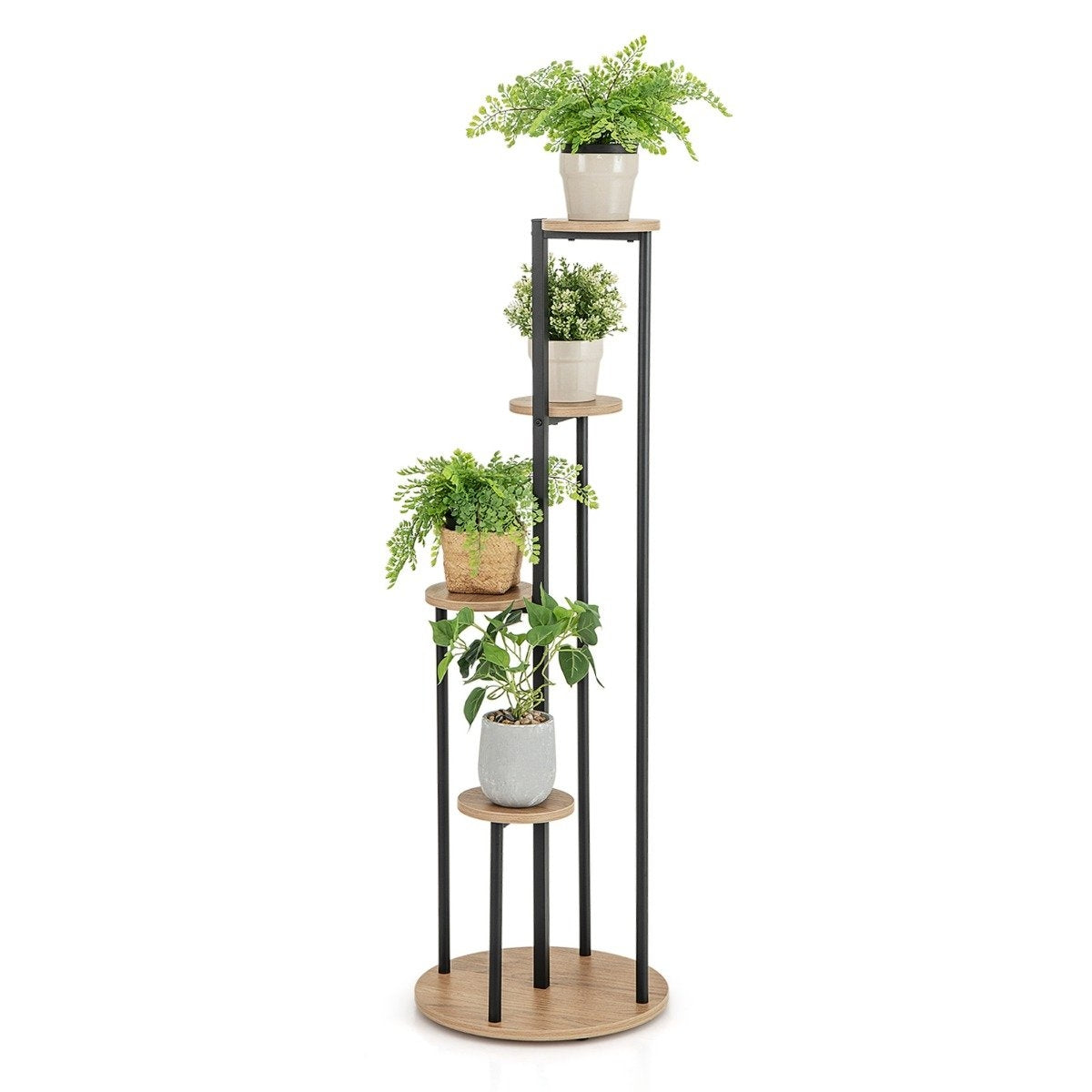 Metal Plant Stand – 4-Tier Black Ladder Shelf for Pots