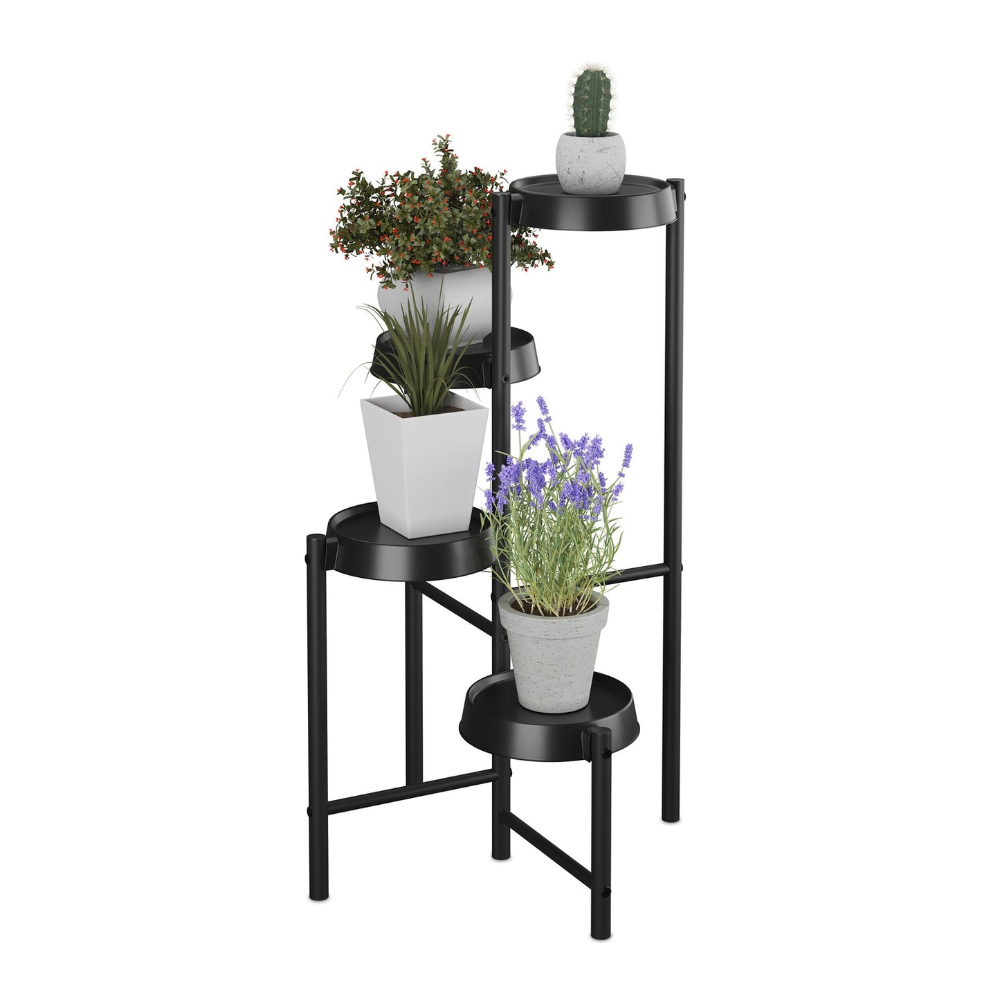 Metal & Plastic Plant Stand with Round Shelves