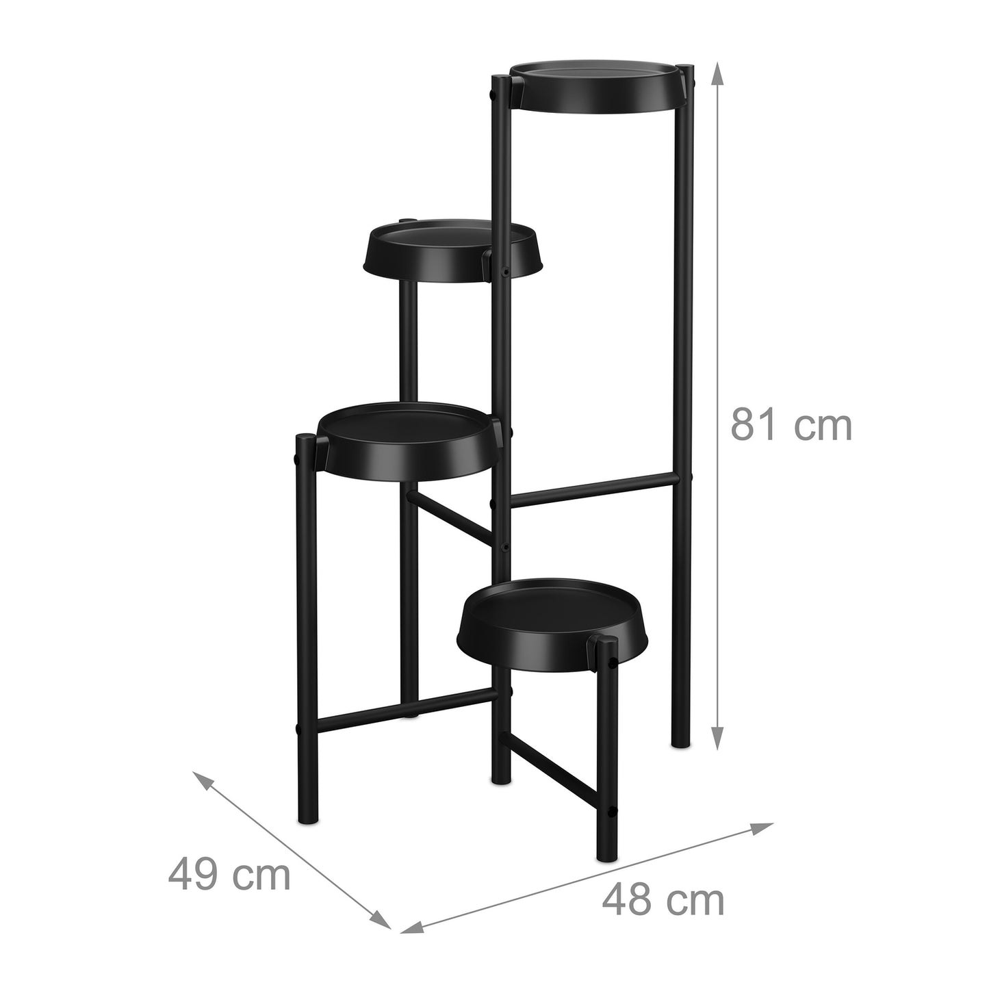 Metal & Plastic Plant Stand with Round Shelves