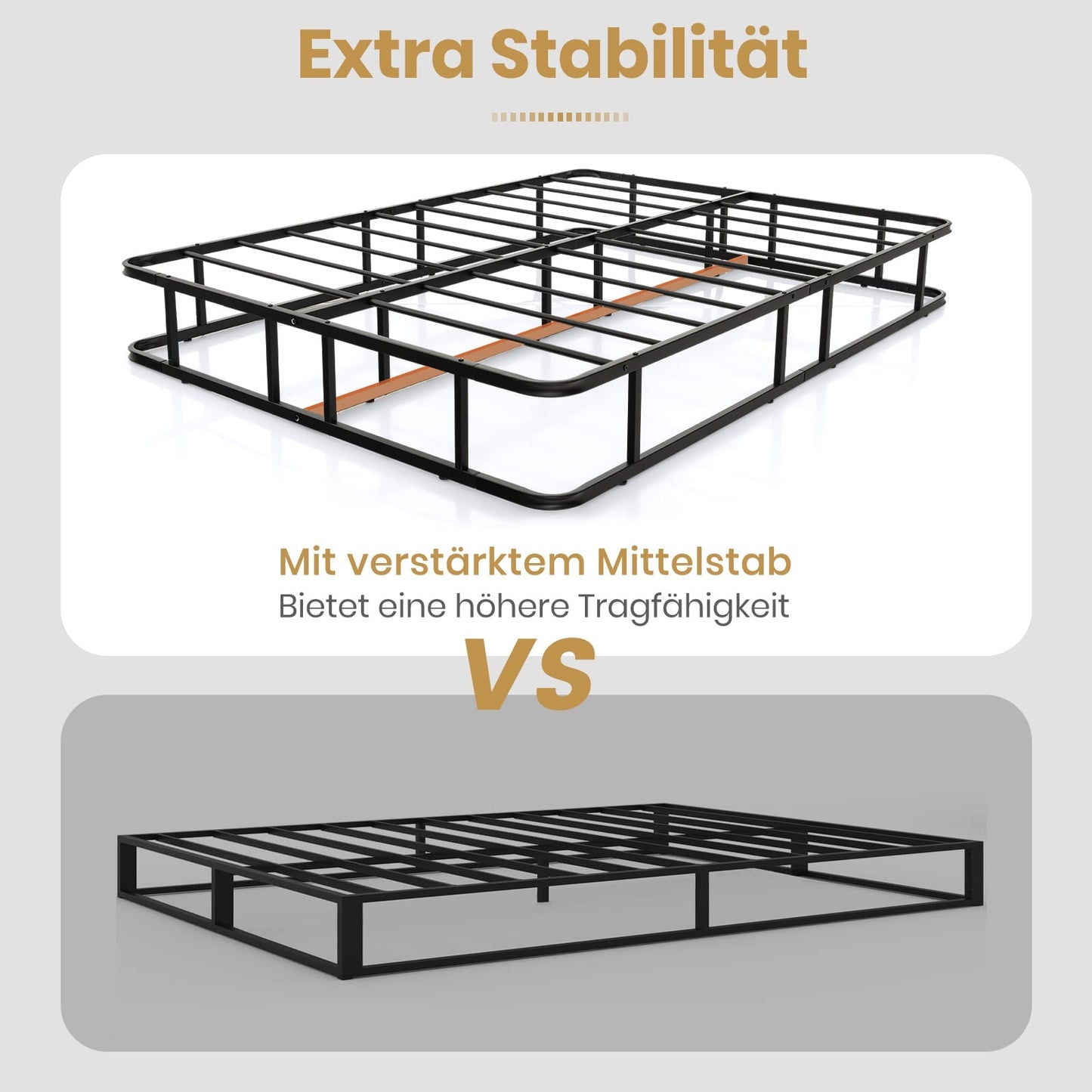 Metal Platform Bed Frame, Black, 200 x 140 x 26 cm