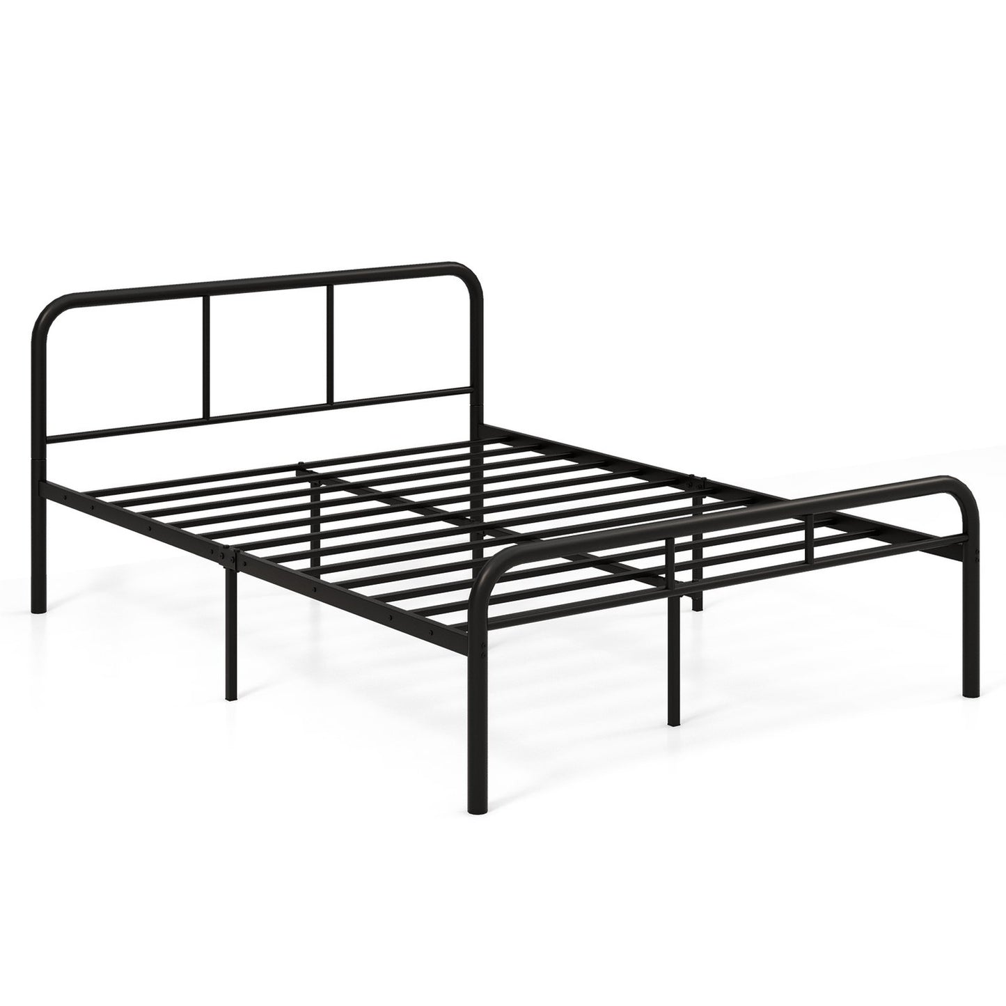 Metal Platform Bed Frame with Headboard & Footboard, 140x190 cm
