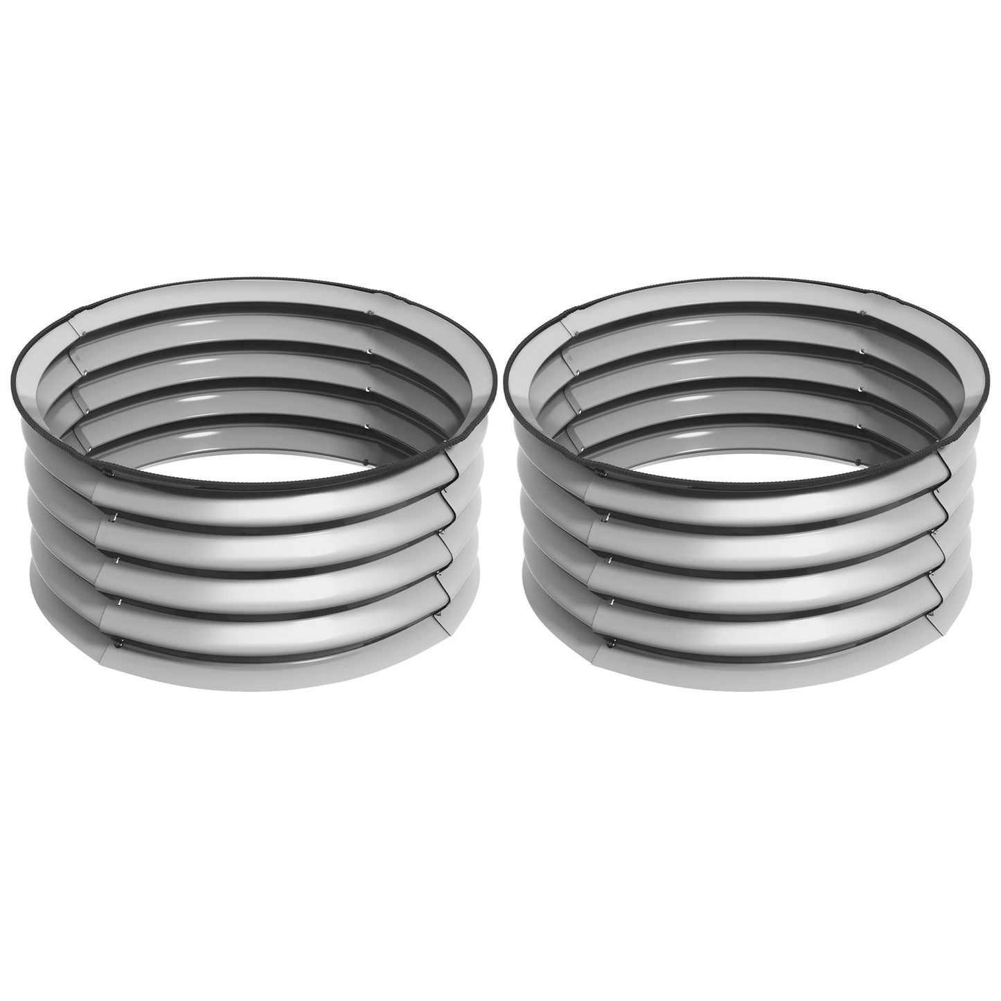 Metal raised garden beds, Set of 2 - 60x60x30 cm, Silver