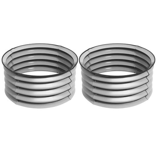 Metal raised garden beds, Set of 2 - 60x60x30 cm, Silver