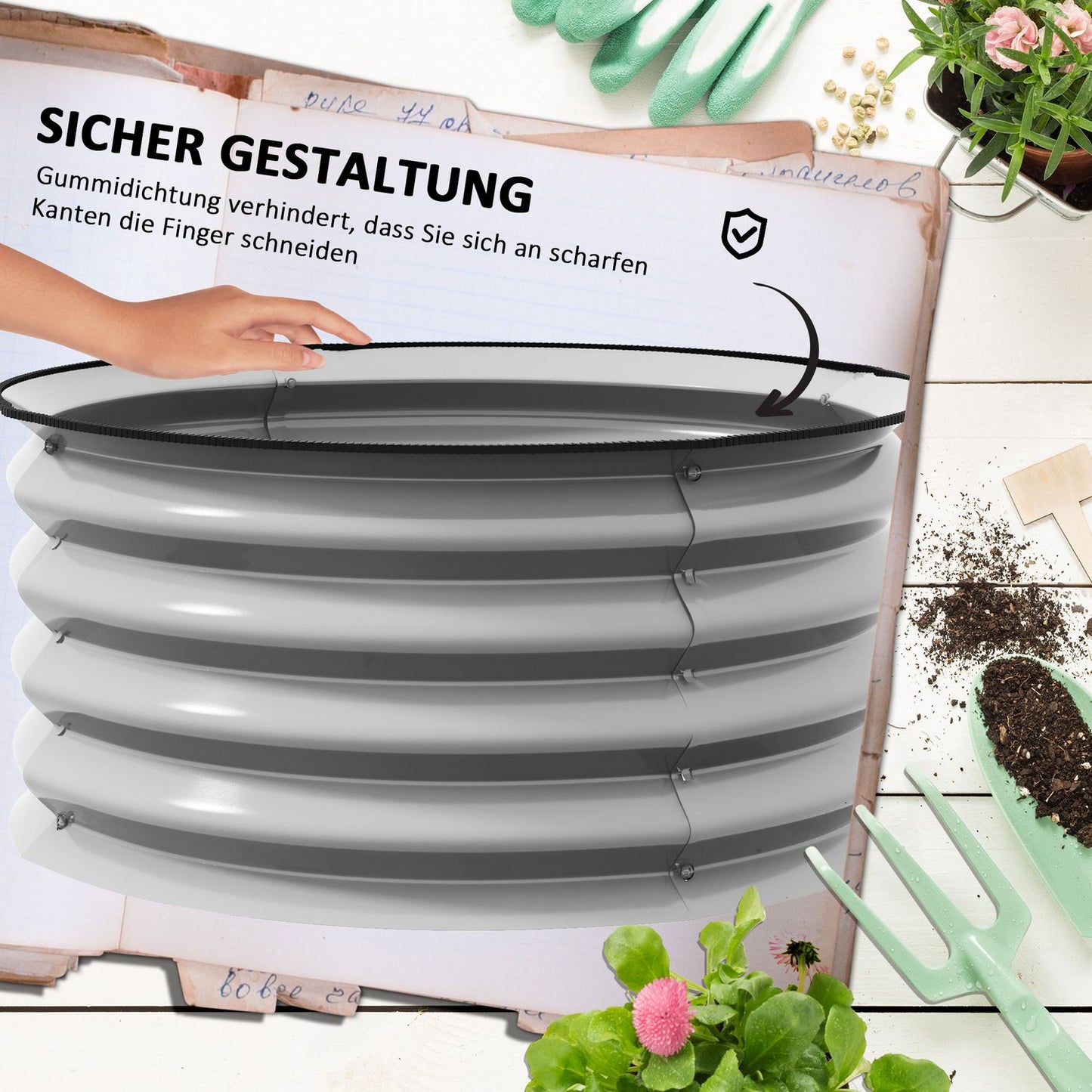 Metal raised garden beds, Set of 2 - 60x60x30 cm, Silver