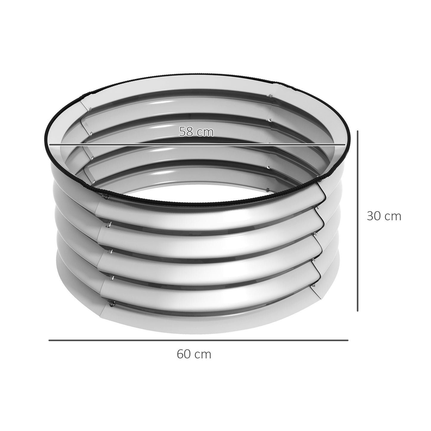 Metal raised garden beds, Set of 2 - 60x60x30 cm, Silver