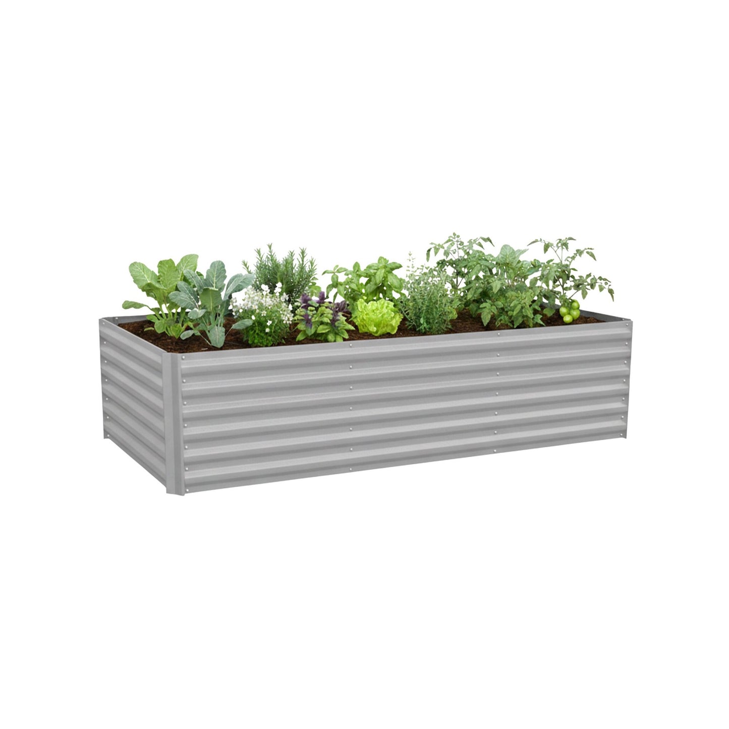 Metal Raised Garden Bed, 57x240x90cm, Galvanised Steel