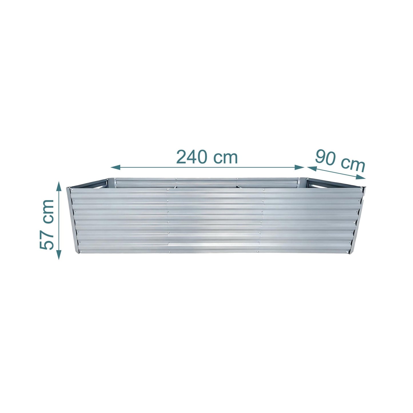 Metal Raised Garden Bed, 57x240x90cm, Galvanised Steel
