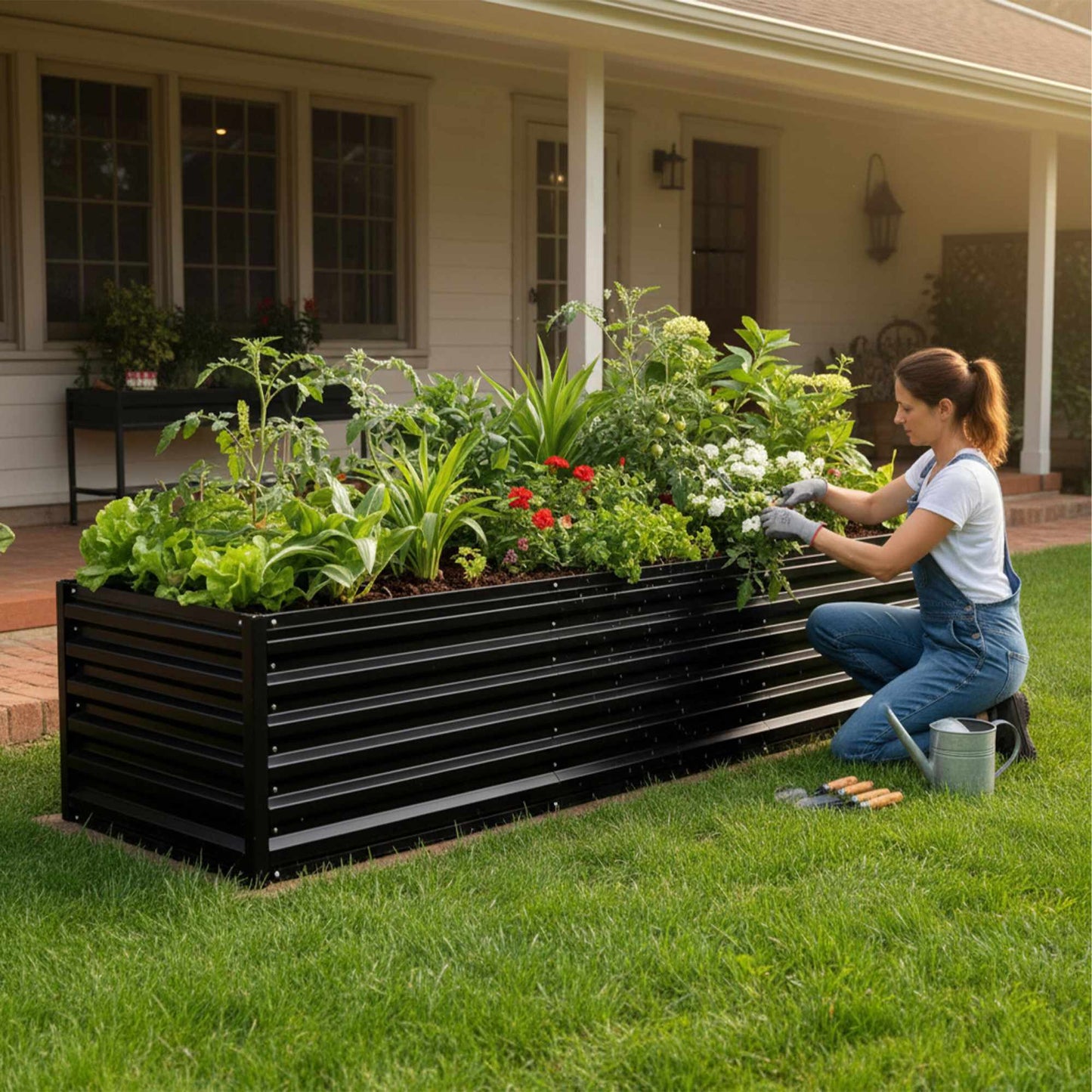 Metal Raised Garden Bed, 57x240x90cm, Galvanized Steel